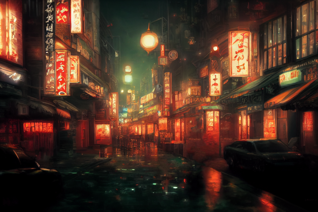中国・上海の街並み（夜）の背景イラスト06,Illustration of China-Shanghai Night Cityscape06
