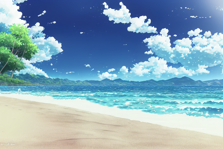 illustration of beach01, ビーチの背景イラスト01, 明るい,昼,青空,海,ocean,sea