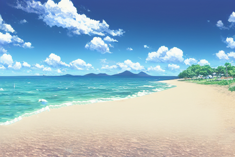 illustration of beach02, ビーチの背景イラスト02, 明るい,昼,青空,海,ocean,sea