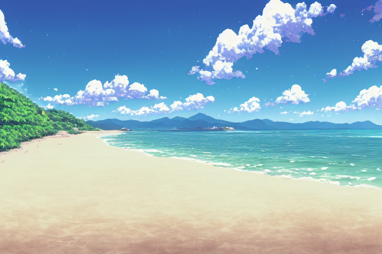 illustration of beach03, ビーチの背景イラスト03, 明るい,昼,青空,海,ocean,sea