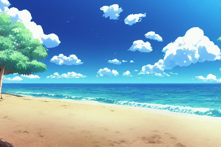 illustration of beach05, ビーチの背景イラスト05, 明るい,昼,青空,海,ocean,sea