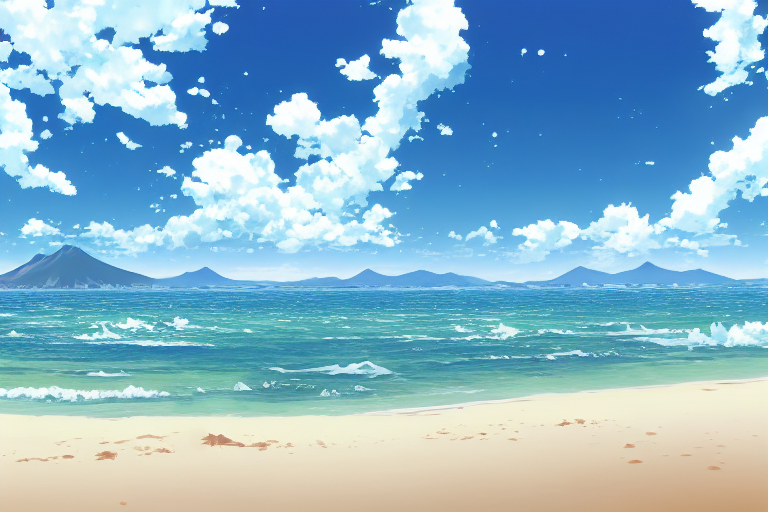 illustration of beach06, ビーチの背景イラスト06, 明るい,昼,青空,海,ocean,sea