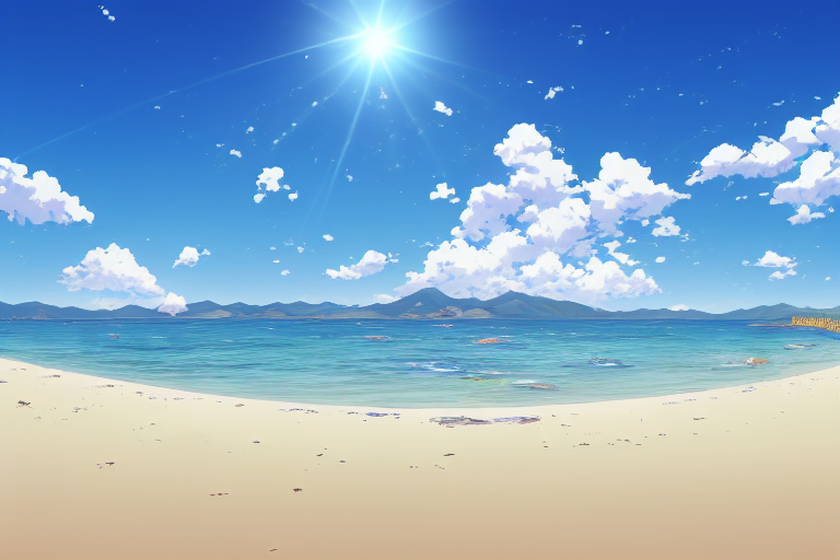 illustration of beach07, ビーチの背景イラスト07, 明るい,昼,青空,海,ocean,sea