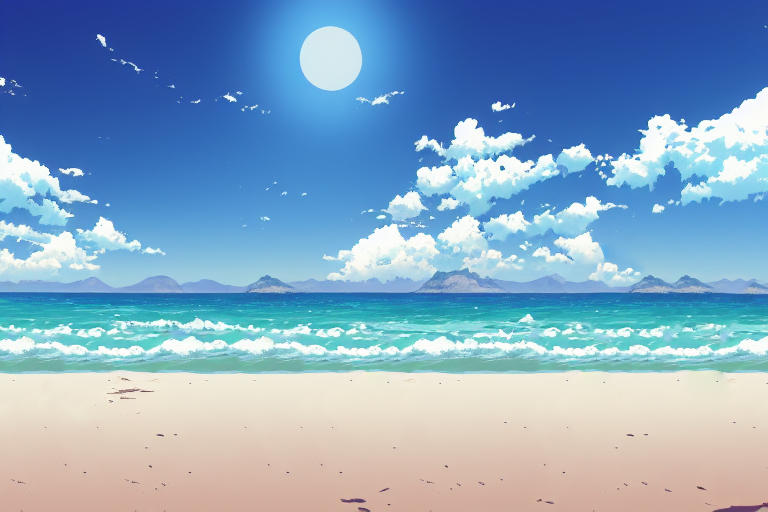 illustration of beach08, ビーチの背景イラスト08, 明るい,昼,青空,海,ocean,sea