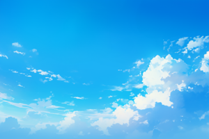 青空に白い雲が広がっている風景。雲が少し多く、空に動きが感じられる爽やかな景色。