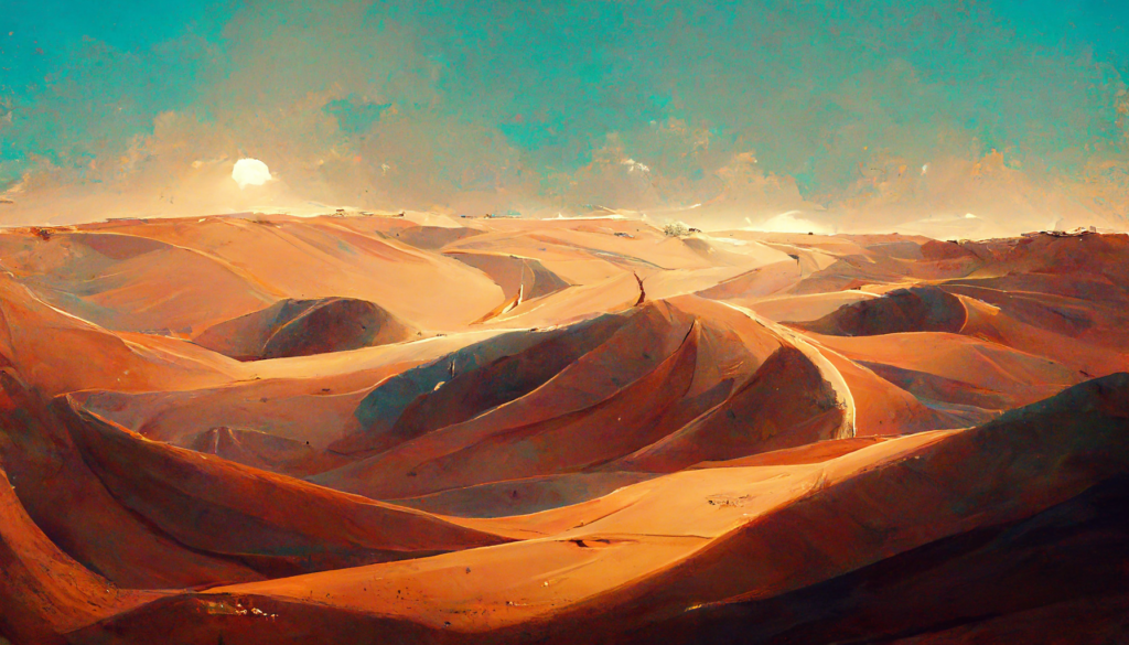 昼の砂漠の背景イラスト01,Illustration of Daytime Desert01