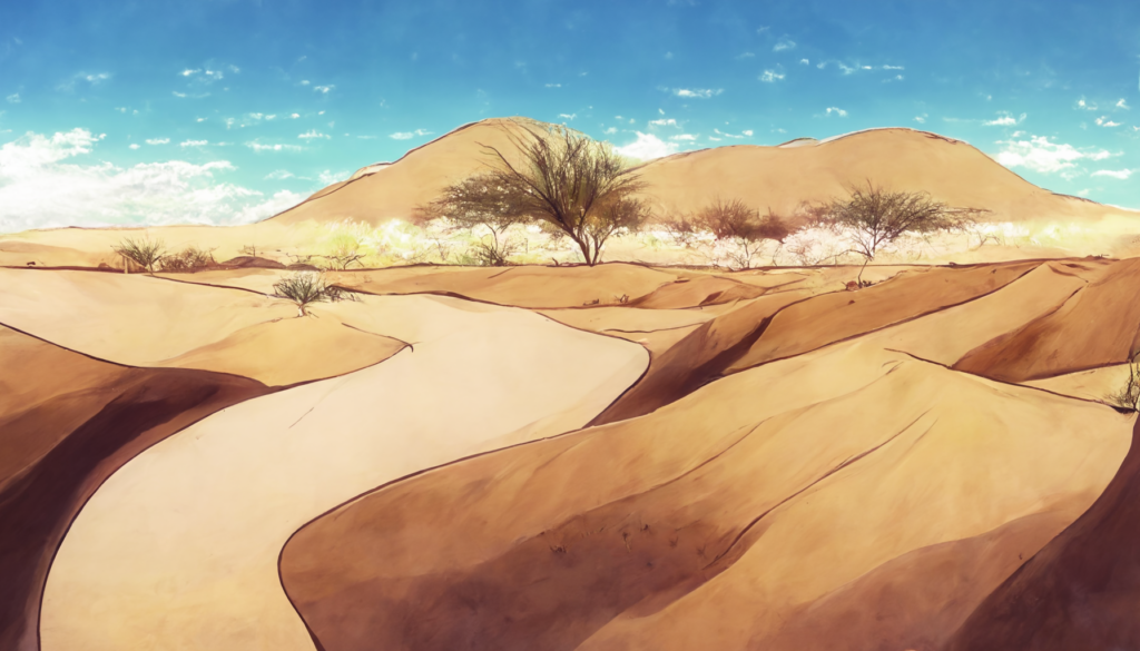昼の砂漠の背景イラスト06,Illustration of Daytime Desert06