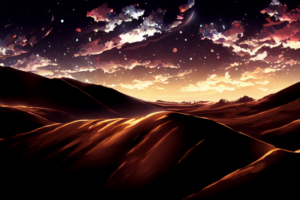 夜の砂漠の背景イラスト03,Illustration of Night Desert03