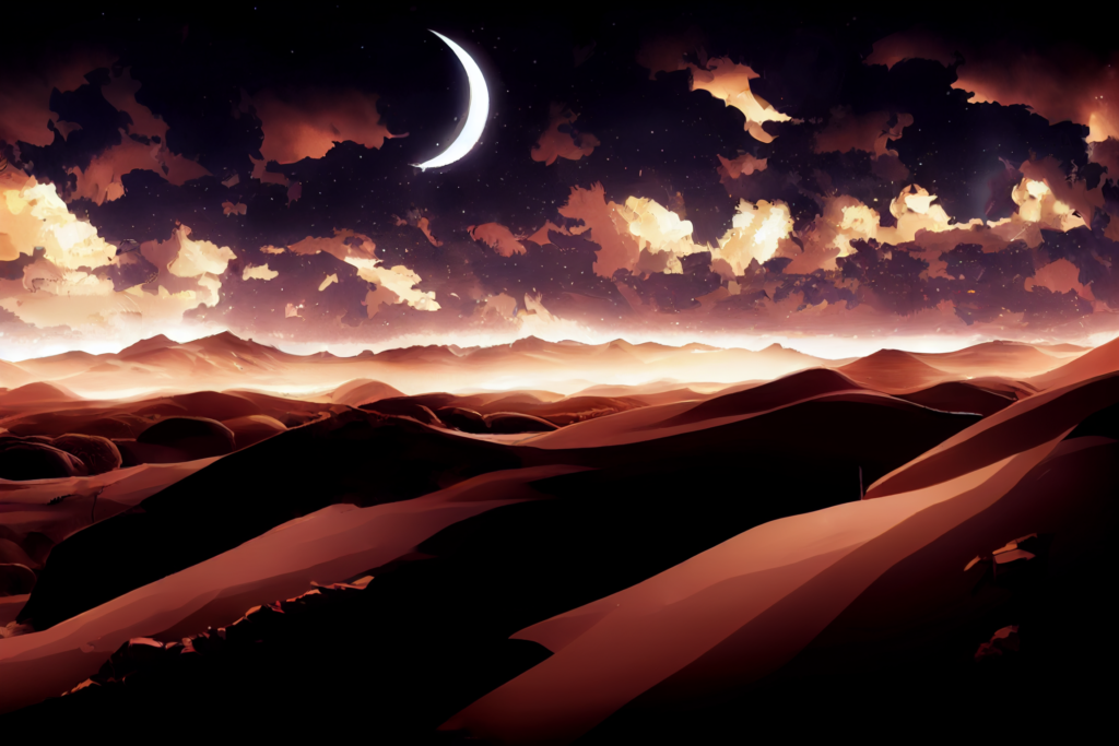 夜の砂漠の背景イラスト06,Illustration of Night Desert06