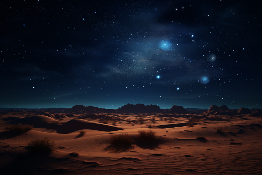 夜の砂漠のイラスト