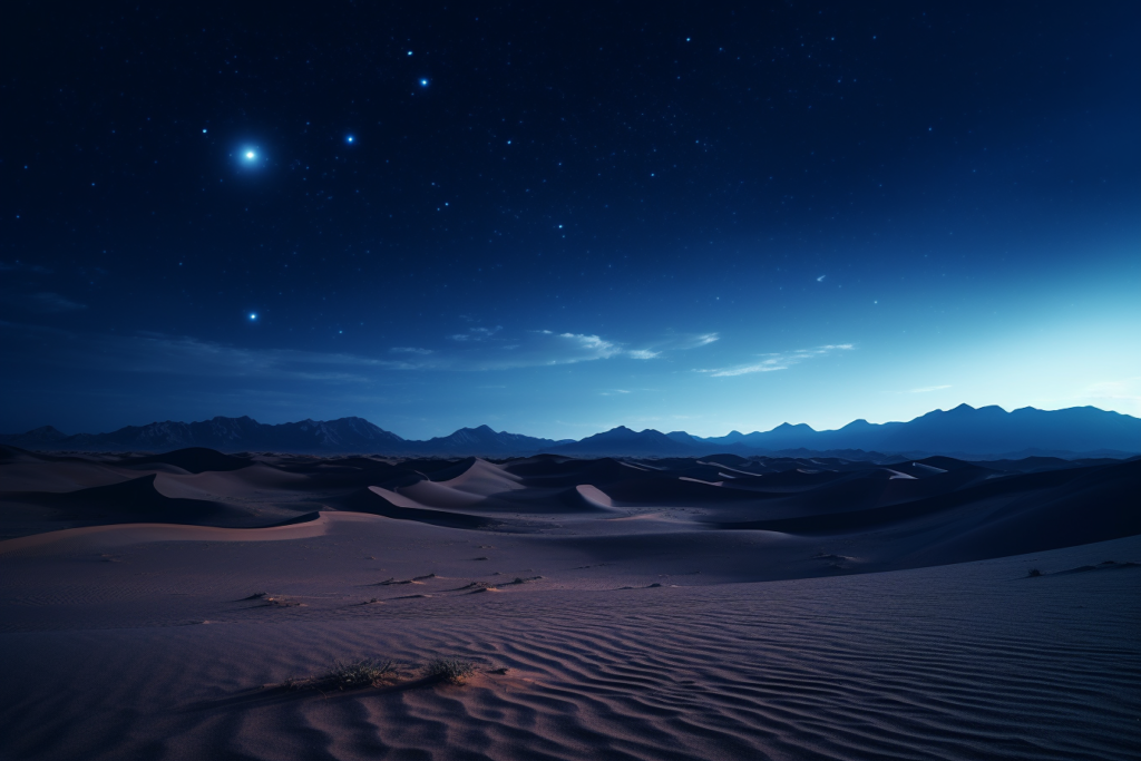 リアル風の夜の砂漠のイラスト