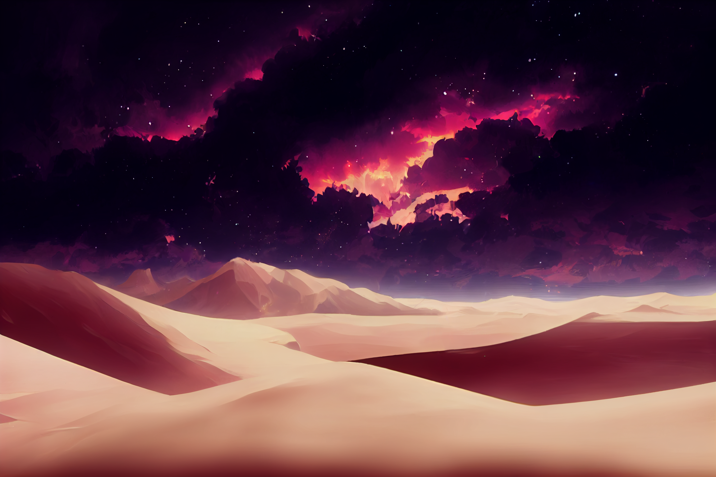 夕方の砂漠の背景イラスト02,Illustration of Sunset Desert02