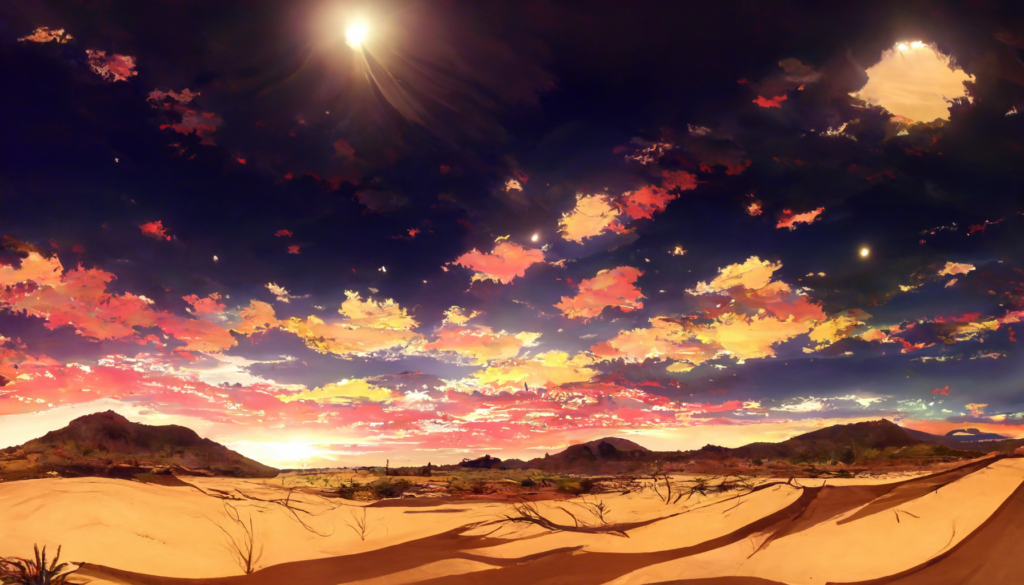 夕方の砂漠の背景イラスト04,Illustration of Sunset Desert04