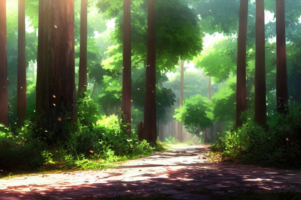 昼の森林05,illustration of forest05, アニメ調, anime style
