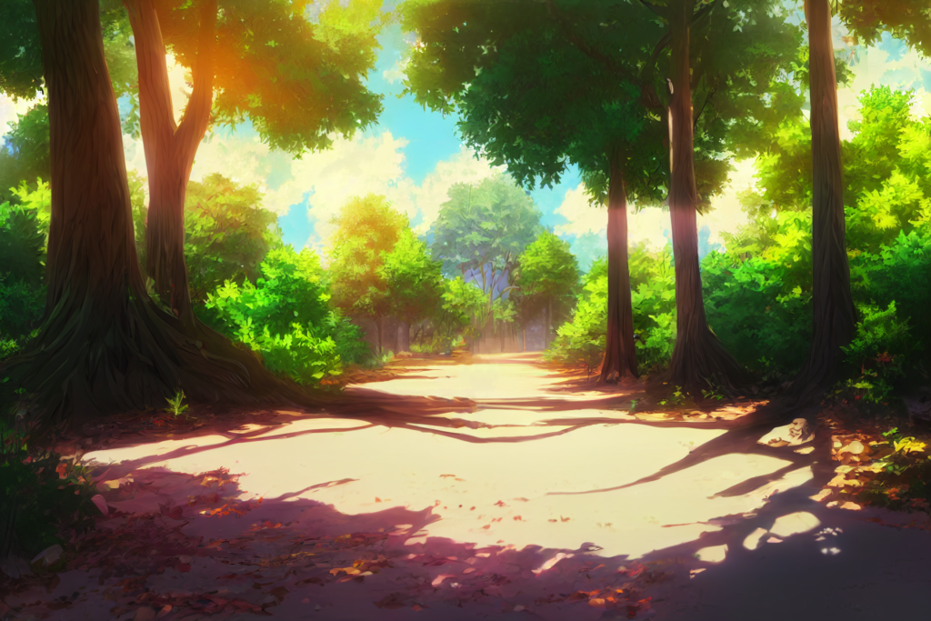 昼の森林07,illustration of forest07, アニメ調, anime style