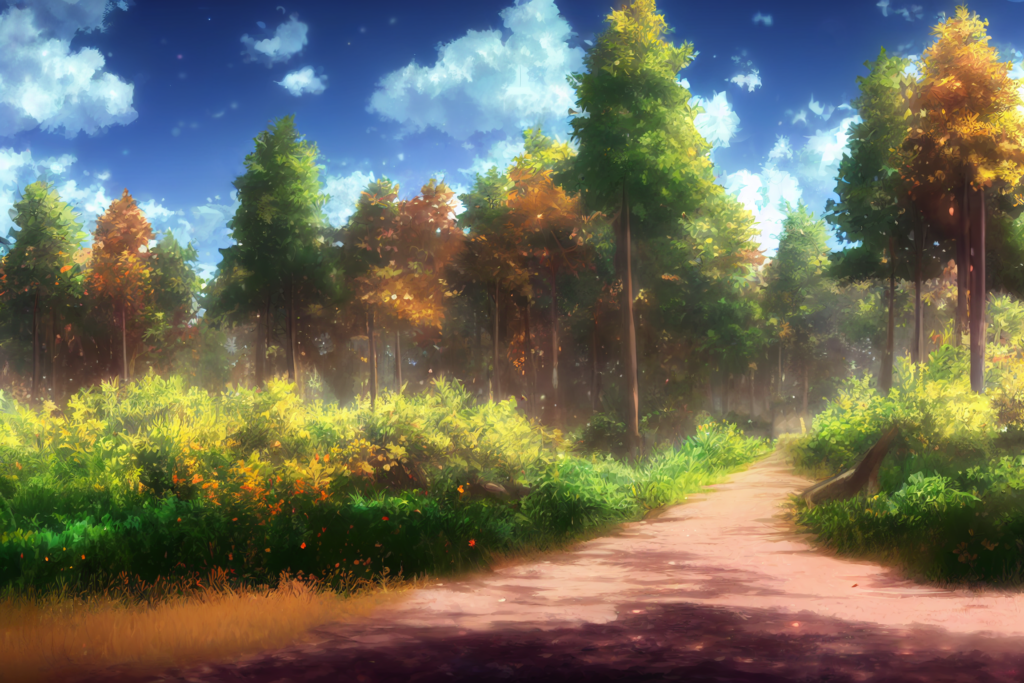 昼の森林09,illustration of forest09, アニメ調, anime style