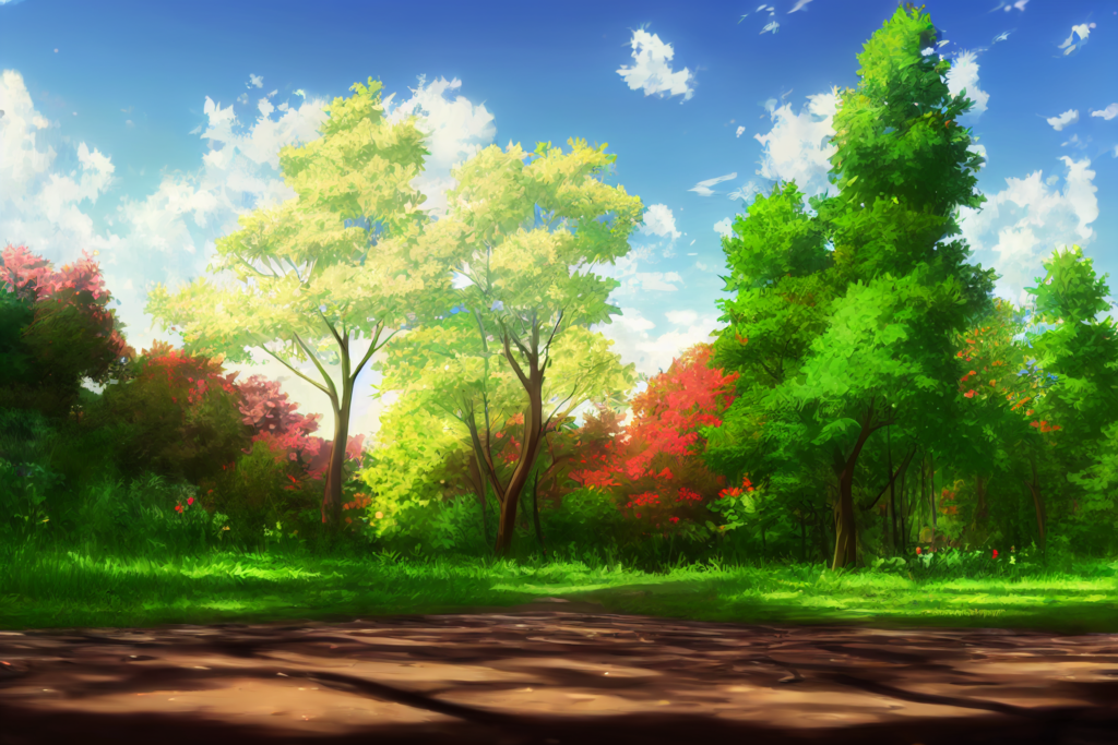 昼の森林10,illustration of forest10, アニメ調, anime style