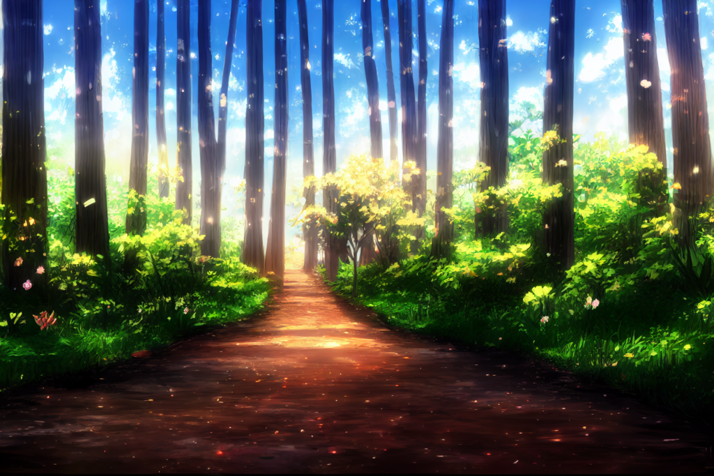 昼の森林11,illustration of forest11, アニメ調, anime style