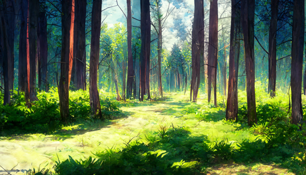 写実風の昼の森林01, Realism illustration of forest01