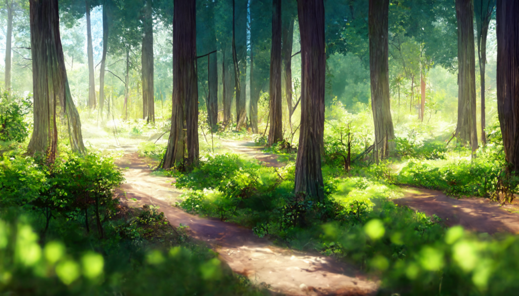 写実風の昼の森林04, Realism illustration of forest04