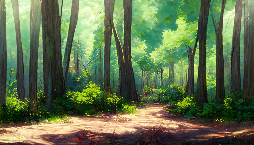 写実風の昼の森林05, Realism illustration of forest05