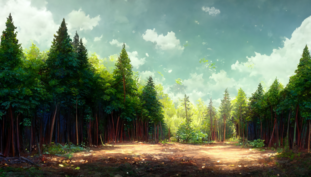 写実風の昼の森林06, Realism illustration of forest06