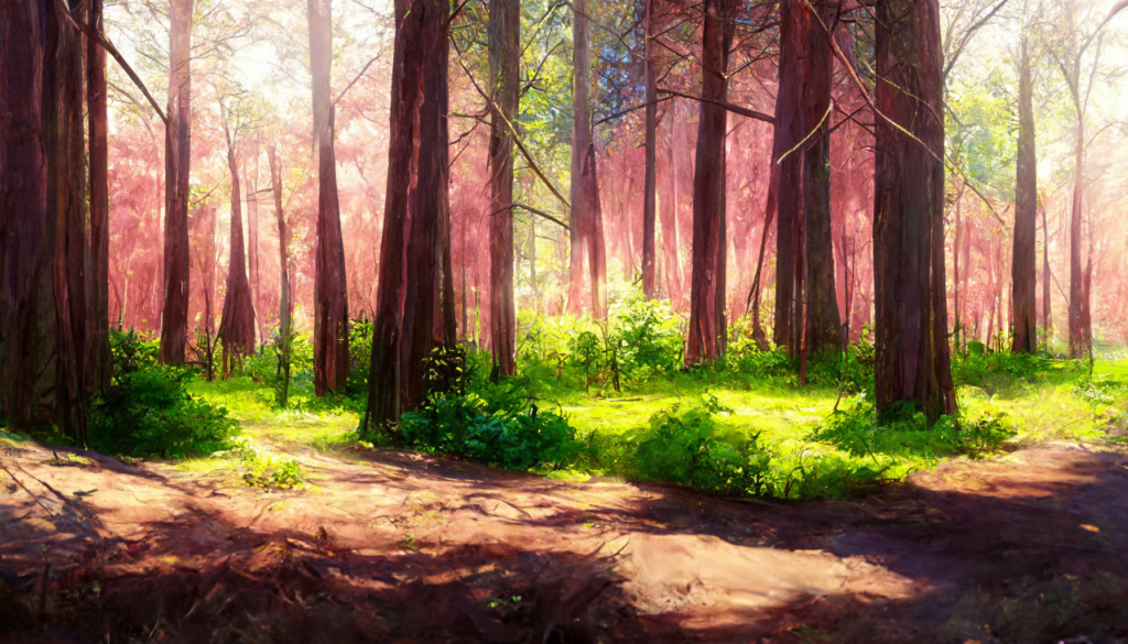 写実風の昼の森林08, Realism illustration of forest08