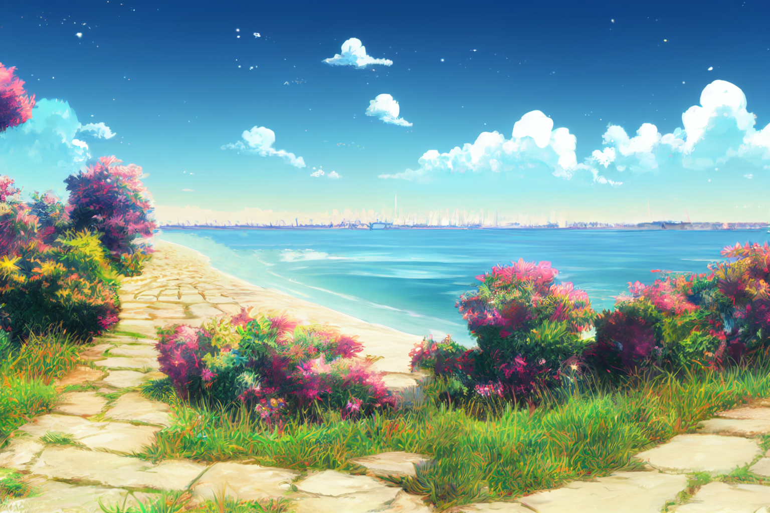 【フリー素材】海辺・海の背景イラスト