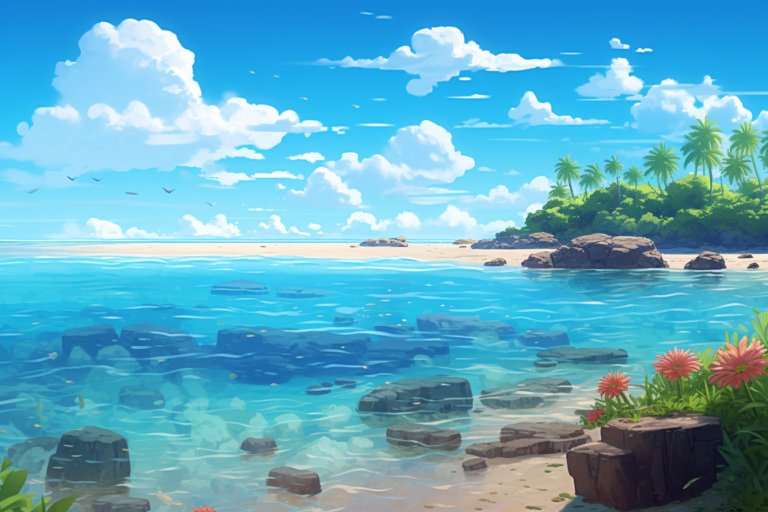 【フリー素材】海辺・海の背景イラスト