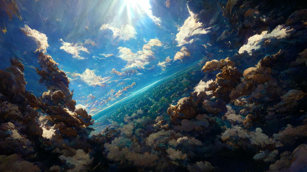 某ゲーム風の空の背景イラスト01,Illustration of A cetain game-like sky01