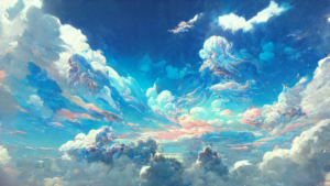 某ゲーム風の空の背景イラスト02,Illustration of A cetain game-like sky02