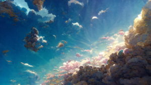 某ゲーム風の空の背景イラスト03,Illustration of A cetain game-like sky03