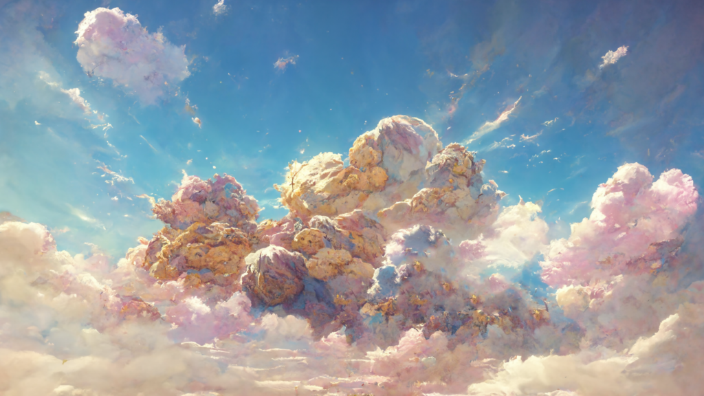 某ゲーム風の空の背景イラスト05,Illustration of A cetain game-like sky05