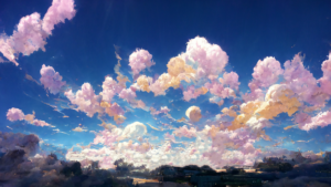 某ゲーム風の空の背景イラスト06,Illustration of A cetain game-like sky06