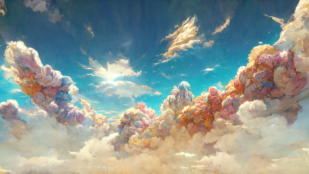 某ゲーム風の空の背景イラスト08,Illustration of A cetain game-like sky08