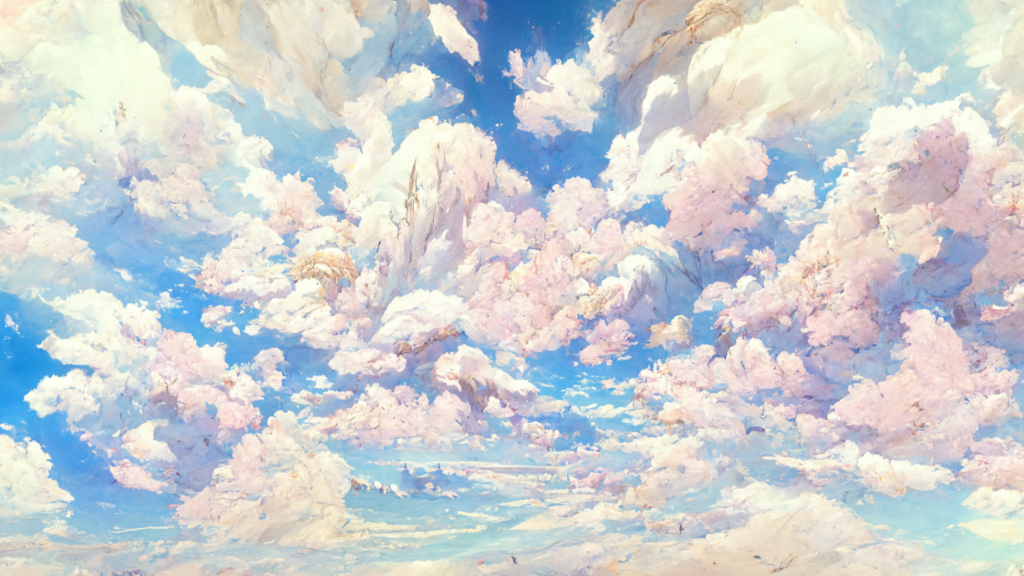某ゲーム風の空の背景イラスト10,Illustration of A cetain game-like sky10