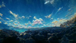 某ゲーム風の空の背景イラスト11,Illustration of A cetain game-like sky11