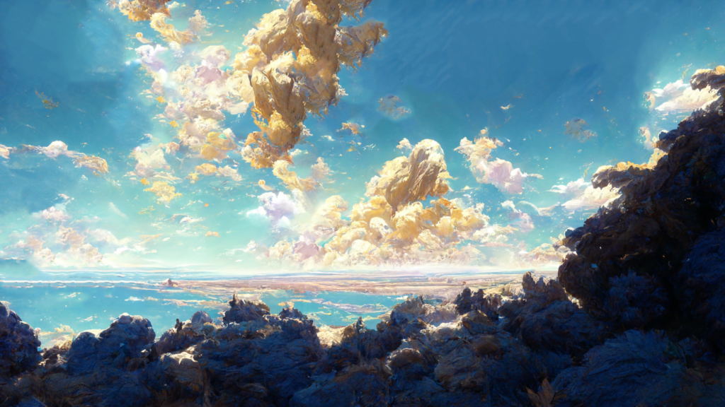 某ゲーム風の空の背景イラスト12,Illustration of A cetain game-like sky12