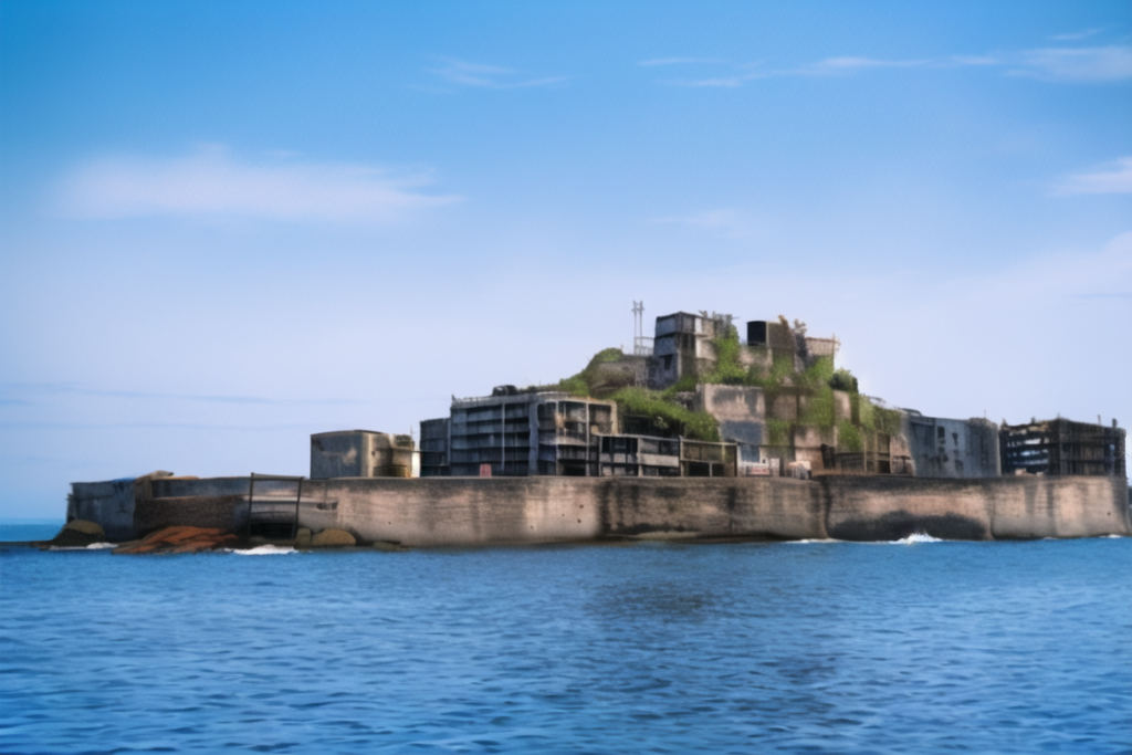 軍艦島の背景イラスト02,Background Illustration of Gunkanjima02,"战舰岛"的背景图02,군함도 배경 그림02