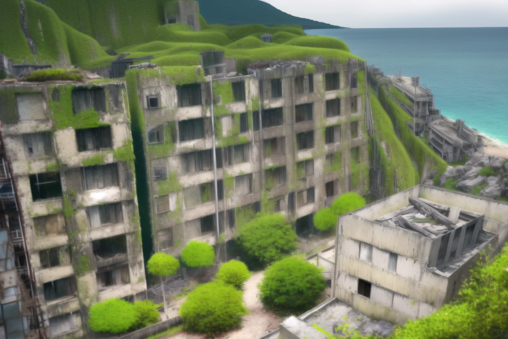 軍艦島の背景イラスト03,Background Illustration of Gunkanjima03,"战舰岛"的背景图03,군함도 배경 그림03
