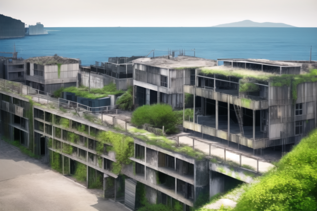 軍艦島の背景イラスト04,Background Illustration of Gunkanjima04,"战舰岛"的背景图04,군함도 배경 그림04
