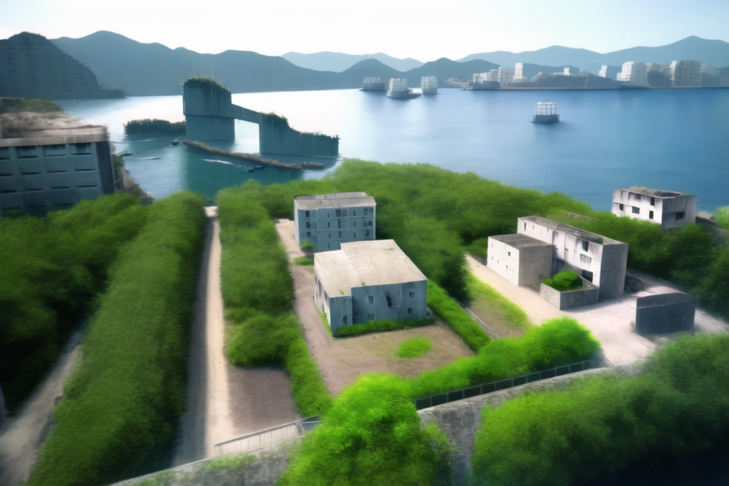軍艦島の背景イラスト06,Background Illustration of Gunkanjima06,"战舰岛"的背景图06,군함도 배경 그림06