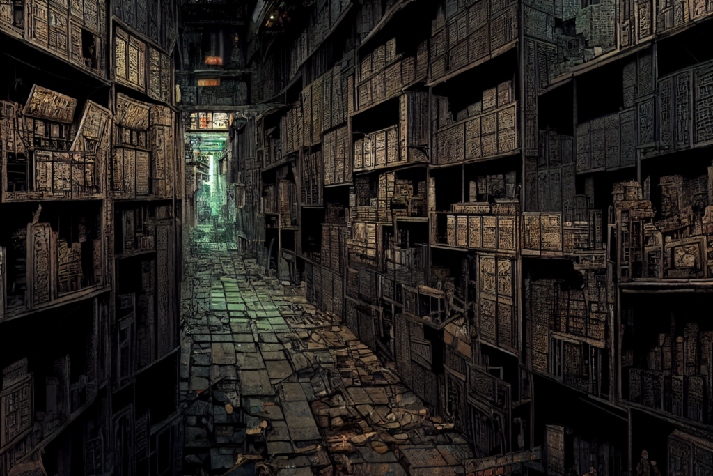 九龍城砦の廊下の背景イラスト13,Background Illustration of Kowloon Walled City's Alley13