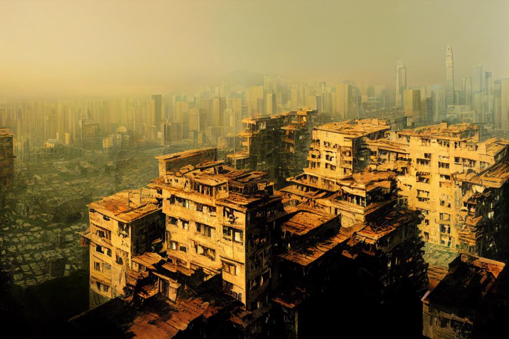 九龍城砦の外観の背景イラスト09,Background Illustration of Kowloon Walled City's Exterior09