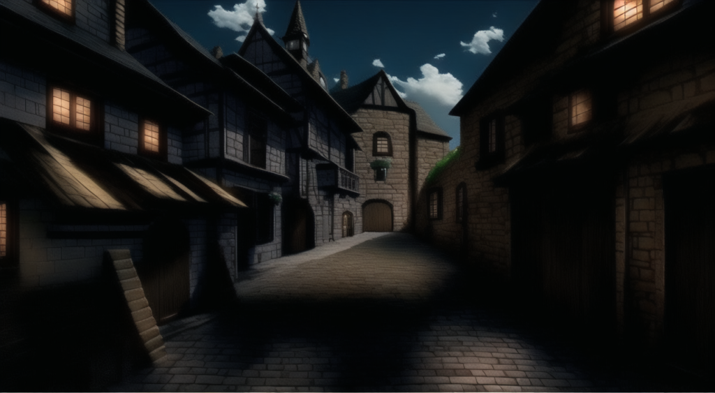 中世の裏路地の背景イラスト17,Background Illustration of Medieval back alley17,中世纪的后背巷的背景图17,중세 뒷골목 배경 그림17