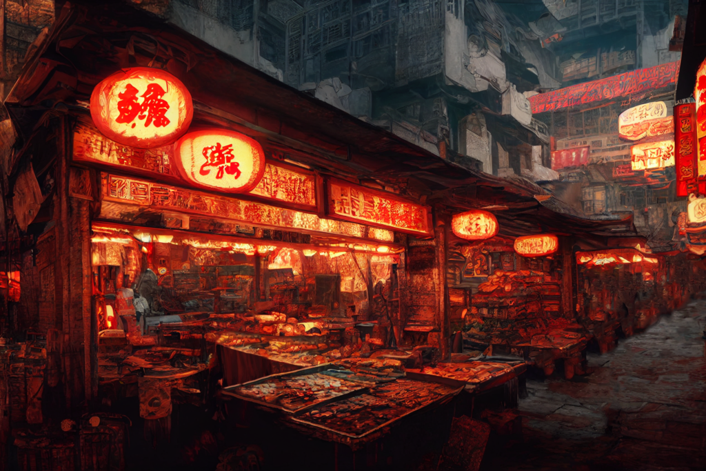 露店の背景イラスト01,Background Illustration of Street stalls01