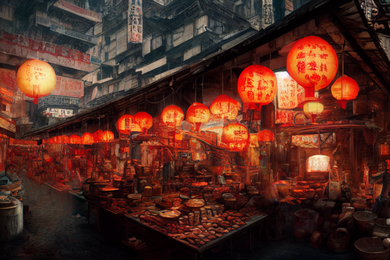 【フリー素材】露店の背景イラスト