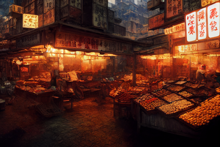 【フリー素材】露店の背景イラスト