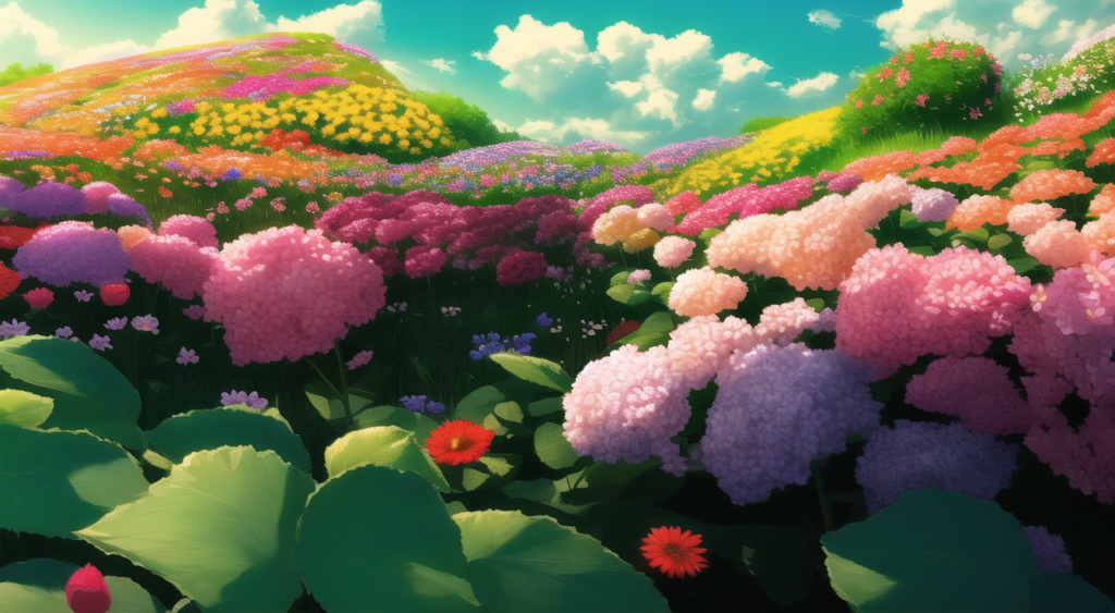 花畑の背景イラスト02,Background Illustration of Flower garden02,庭园的背景图02,꽃밭 배경 그림02