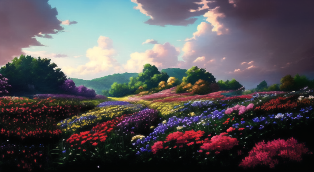 花畑の背景イラスト11,Background Illustration of Flower garden11,庭园的背景图11,꽃밭 배경 그림11